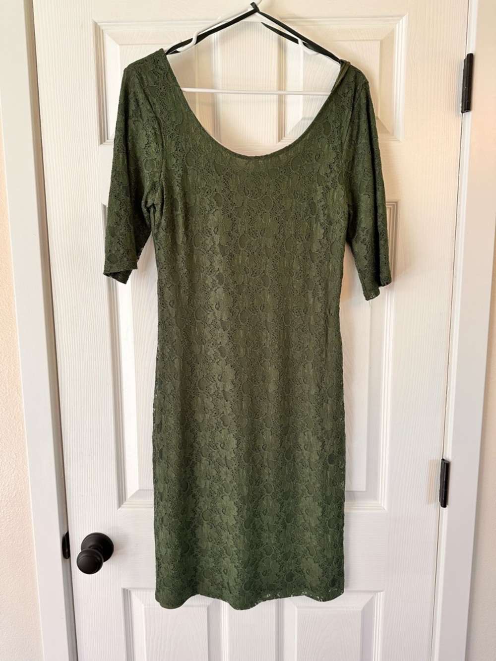 Banana Republic Olive Green Lace Scoop Neck Women's Dress